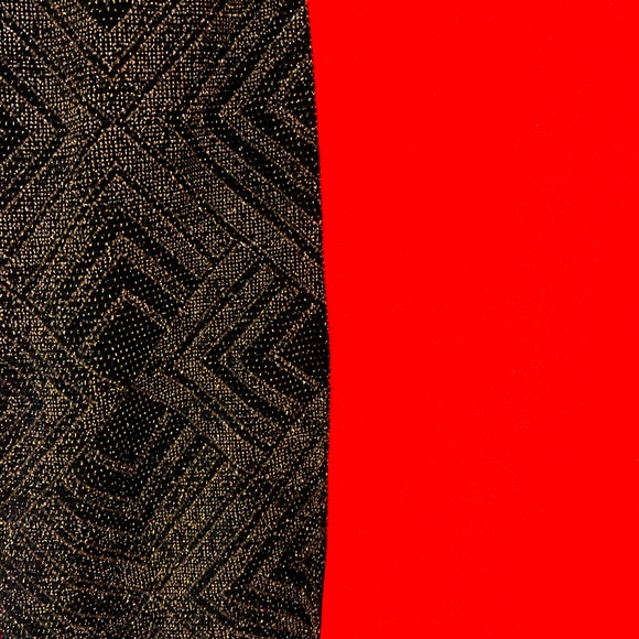 Asymmetrical Red dress with Gold and Black sequin - Picture 5 of 7